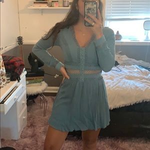 super cute blue dress with midriff